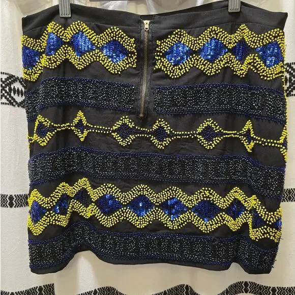 Forever 21 black beaded sequin embellished mini skirt large - Picture 6 of 10